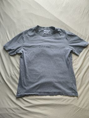 Calvin Klein Light Grey Cotton Logo Tee